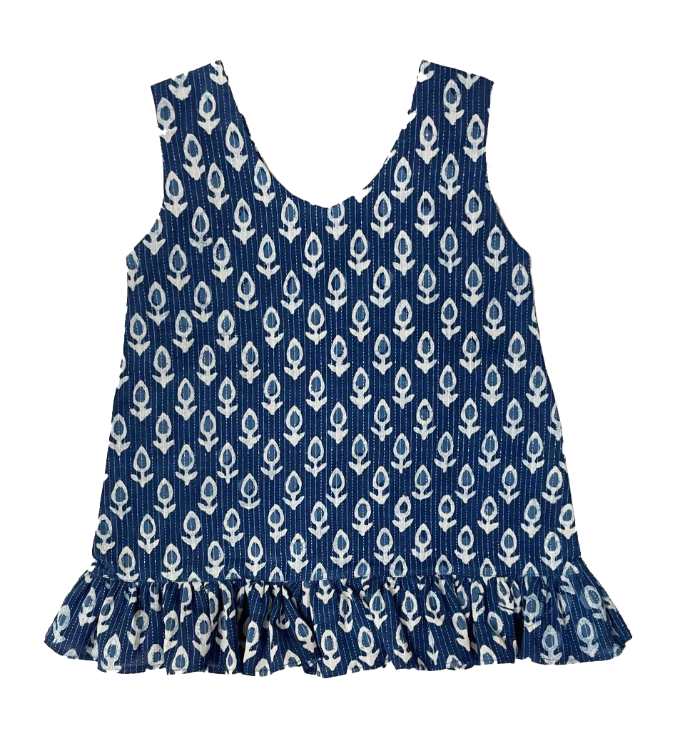 Indigo Batik Print Top